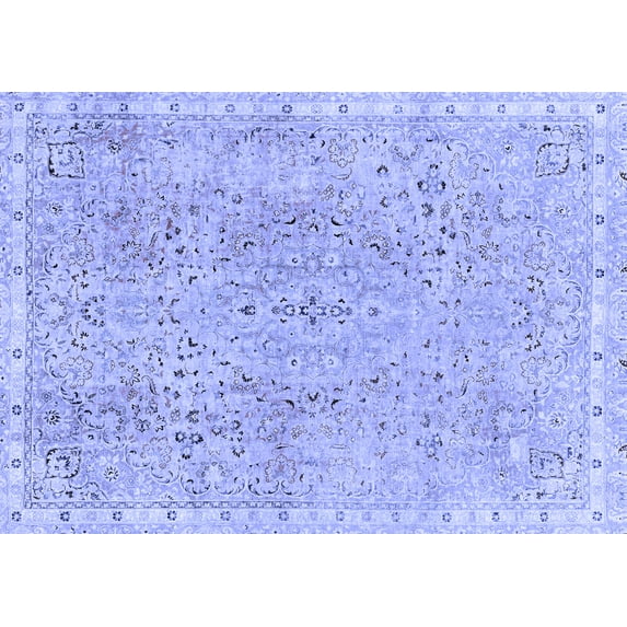 Ahgly Company Machine Washable Indoor Rectangle Abstract Blue Modern Area Rugs, 4' x 6'