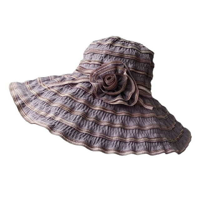 Sun Hat Flower Foldable Spring Summer UV Protection Wide Brim Cap for Traveling