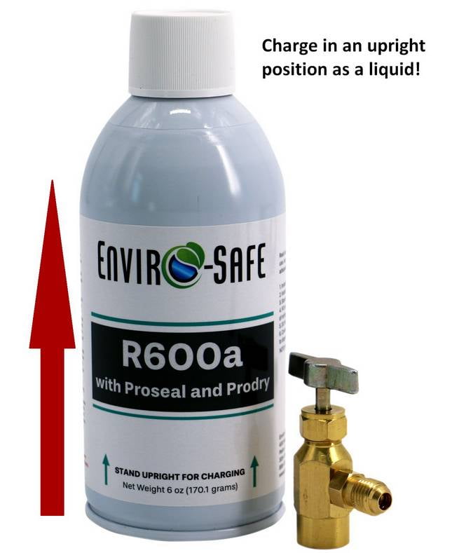 Enviro-Safe R600a Refrigerant with Proseal & Prodry – Upright Charging Can, 99.7% Pure, EPA Approved