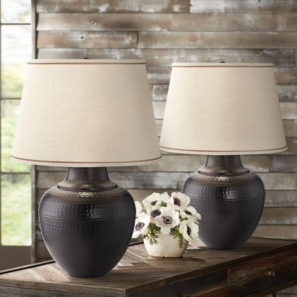 Barnes And Ivy Rustic Table Lamps Set, Rustic Bronze Table Lamps