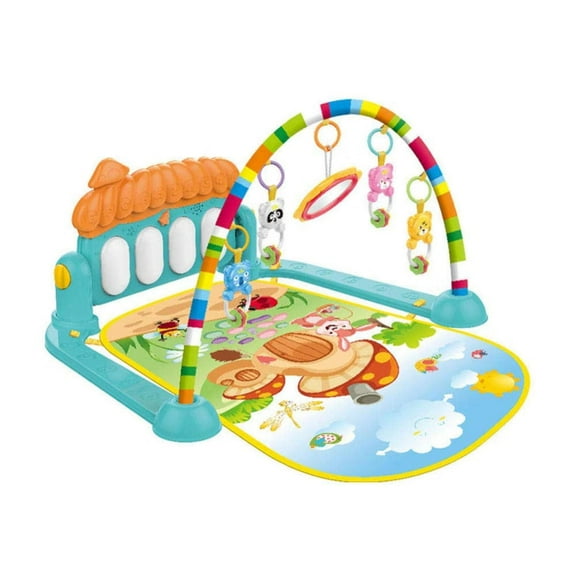 Cartoon Baby Play Mat with Fitness Frame,Piano Keyboards,Activity Gym Play Mat with Pendant Toy,Early Education Blanket,Mushroom
