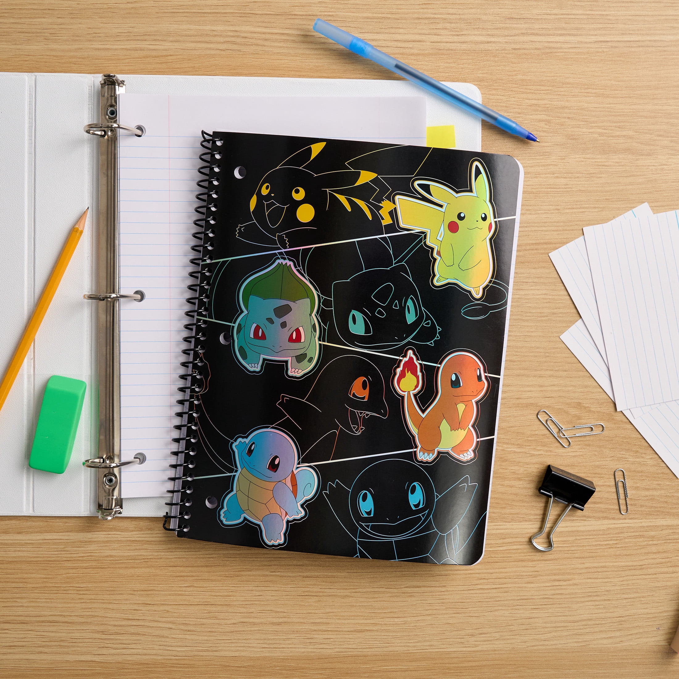 Pokémon 1-Subject Wide Ruled Spiral Notebook, 80 Sheets, Black