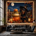 thumbnail image 6 of Dachshund with Pumpkins in Autumn Night, Whimsical Illustration for Dachshund Lovers, Animal Decor Art, Halloween Gift Tapestry Wall Hanging for Bedroom and Living Room, 6 of 7