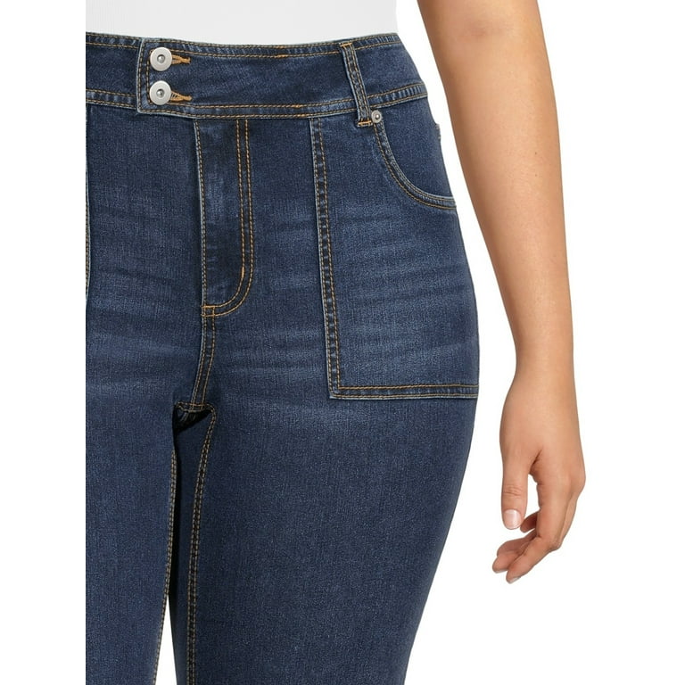 No Boundaries Juniors Plus Size Low Rise Flare Jeans with Extended Tab