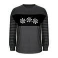 thumbnail image 5 of Womens Tops Plus Size V-neck Christmas Printed Long Sleeved Pullover Solid Color Casual Sweatshirt 1-Black M, 5 of 5