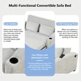 thumbnail image 4 of Euroco 61.6" Pull Out Sofa Bed Modern Chenille Convertible Loveseat Sofa with Adjsutable Backrest, 2 Pillows, Cup Holders, USB Ports for Living Room, Apartment, White Gray, 4 of 9