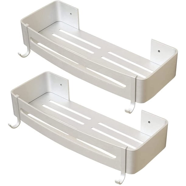 Estante de ducha sin taladros, de aluminio inoxidable, con 2 estantes para champú y jabón (canasta)