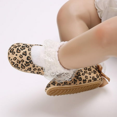Tao Baby Boys Girls Shoes Infant Non Slip Soft Sole Flat Loafers Unisex Casual Toddler Sneaker With Bow Breathable And Sweat Resistant Baby Shoes (0-12 Months)Brown11