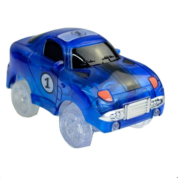 FELTECHELECTR Pista de carreras de coches iluminada, juguete, accesorios compatibles con la mayoría de las pistas (azul claro)
