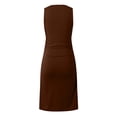 thumbnail image 5 of Siilsaa Women's Retro Ruffle Style Slim Work Pencil Dress Coffee,2XL, 5 of 5