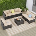 thumbnail image 6 of JORVIMAX Patio Furniture Sets 7 Pieces Outdoor Conversation Set All Weather Modular Sectional Sofa Wicker Rattan Sofa With Beige Cushion, 6 of 7