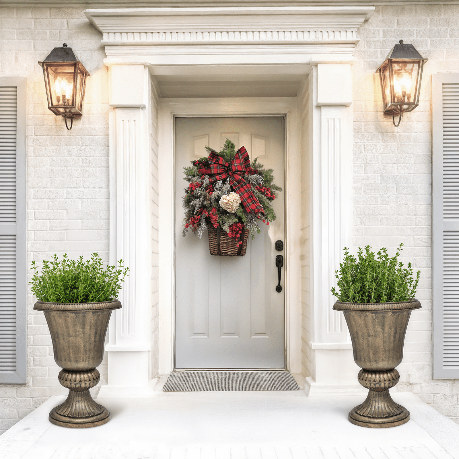Magshion 20" Urn Planters 2-Pack, Weatherproof Tall Plastic Flower Pots for Indoor/Outdoor Garden Patio Porch Entryway Decor, Bronze