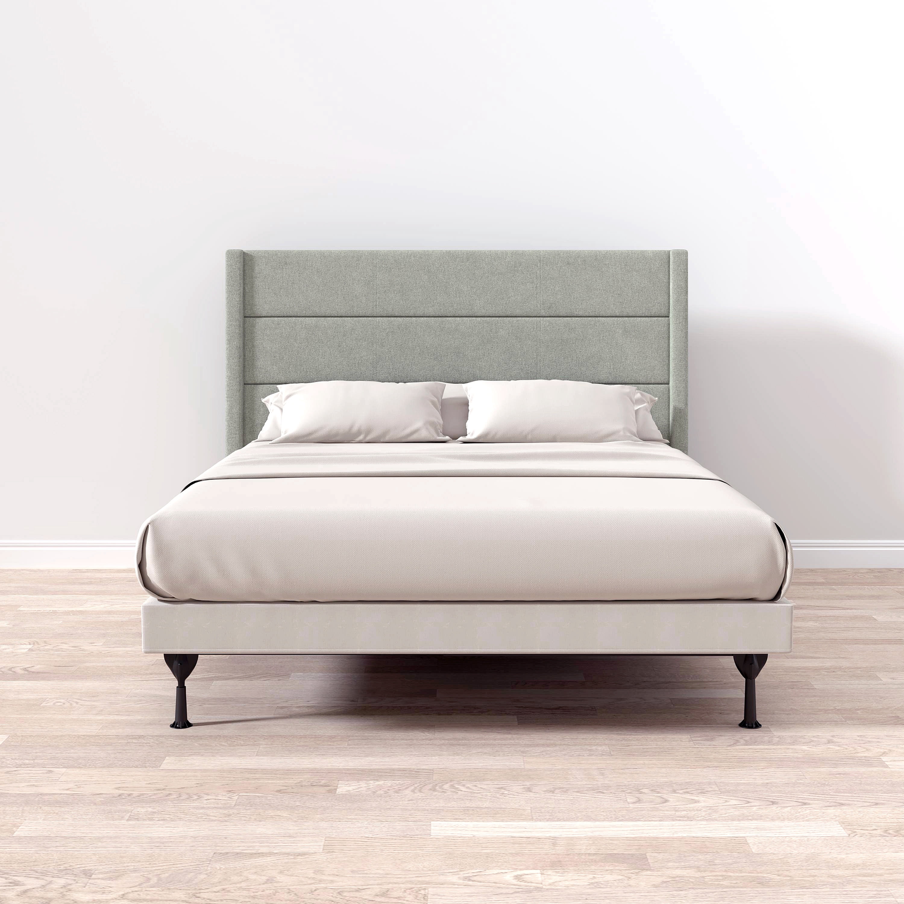 Pax Sleak Wingback Upholstered Headboard, Stone, Full/Queen