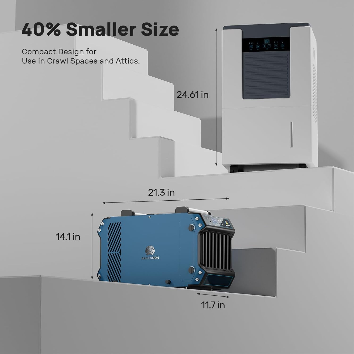 ARGENDON 180 Pints Crawlspace Dehumidifiers with Pump and Drain Hose,Commercial Dehumidifier for Basement, Industrial Large Spaces, Basement, Job Sites, cETL, Up to 2,300 sq. ft.5-Year Limited Warran