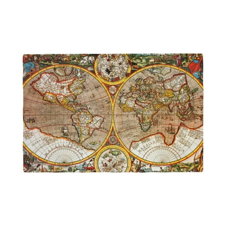 

Placemats Set of 6 World Map (3) Place mats for Dining Table Indoor/Outdoor Cute Heat Resistant Washable Table Mats(18 x 12 )
