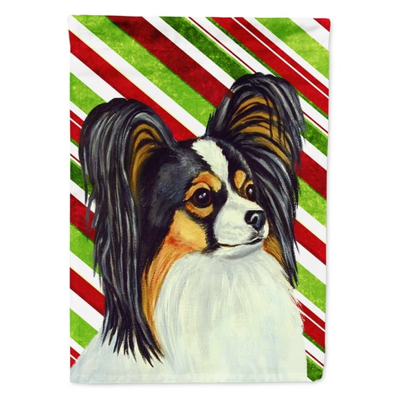 Carolines Treasures LH9255-FLAG-PARENT Papillon Candy Cane Holiday Christmas  Flag  multicolor