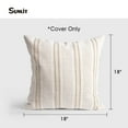 thumbnail image 2 of Sunlit 18x18 Decorative Farmhouse Linen Throw Pillow Covers, Textured Pillow Case, Set of 2, Beige with White & Brown Stitch Yarn Dyed Stripe Cushion Cover for Sofa Couch Living Room (Cover ONLY), 2 of 6