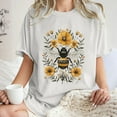 thumbnail image 2 of gbyLJF Summer Short Sleeve Tops for Women 2024 Crew Neck Drop Shoulder Sleeve T Shirt Oversized Loose Cotton Print Tee White L, 2 of 6