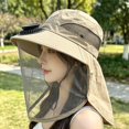 thumbnail image 6 of Byfri Mosquito Net Sun Hat with Solar Fan Wide Brim Fishing Hat for Outdoor Camping Khaki 58-60cm, 6 of 7