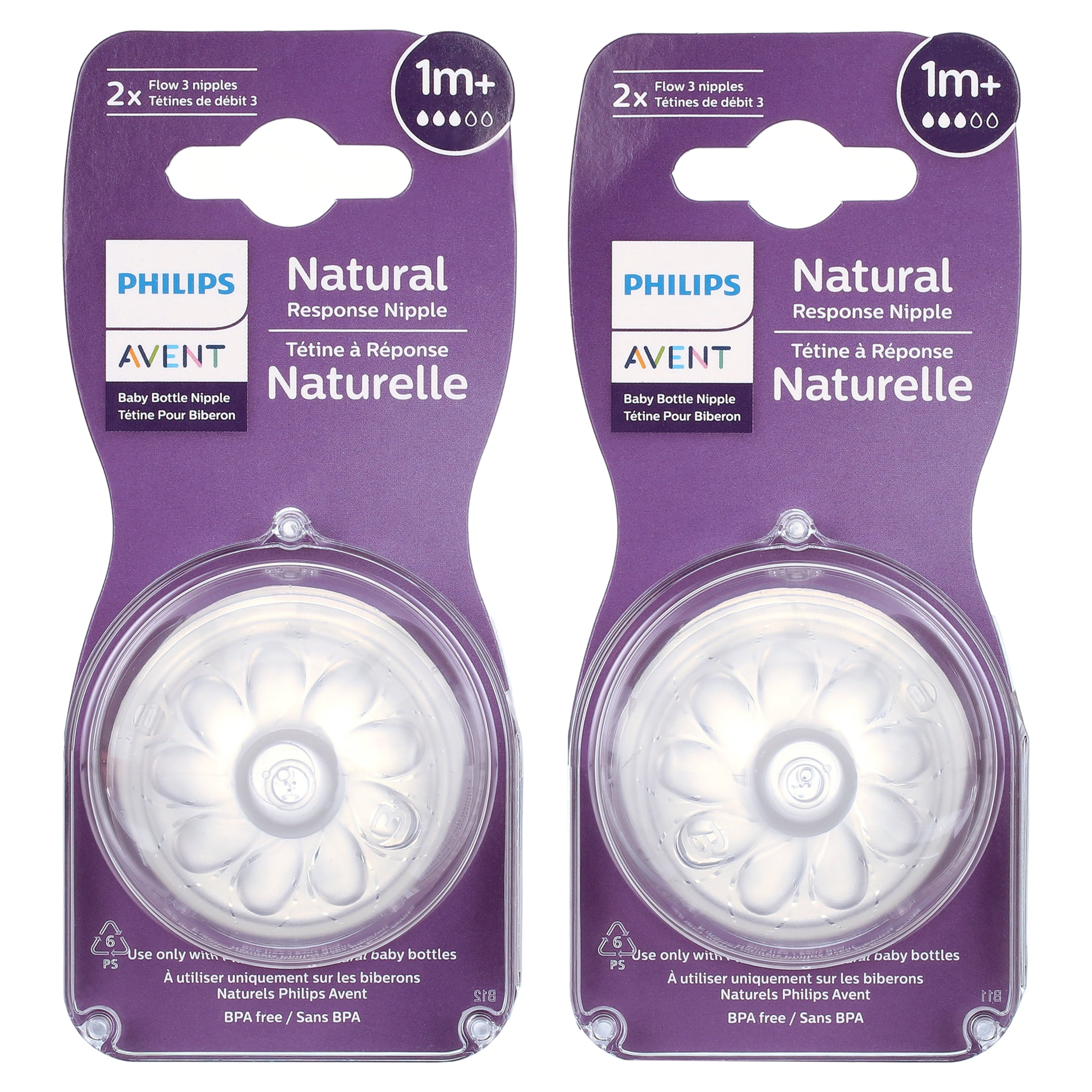 Philips Avent Natural Response Nipple Flow 3 1M+ 2 Ct. Baby Bottle
