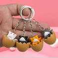 thumbnail image 2 of Key Chain Multi-purpose Anti-fall Adorable Cartoon Eggshell Kawaii Kitten PVC Car Keychain Toy for Anniversary Gift, 2 of 10
