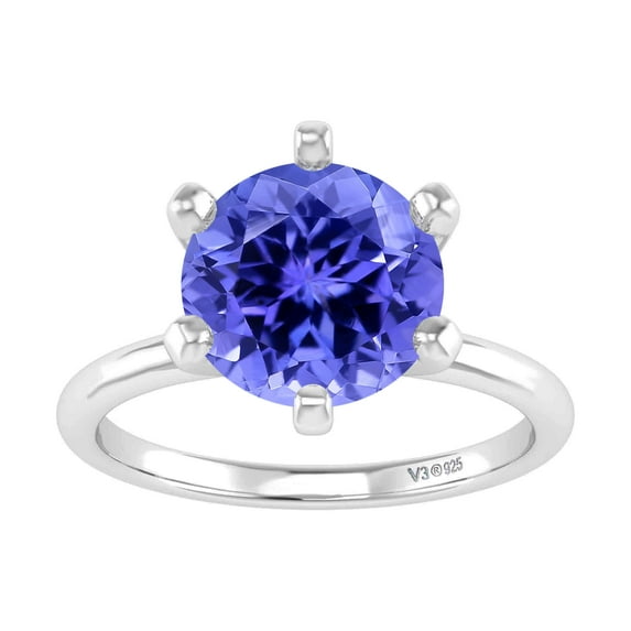 Sterling Silver Natural Tanzanite Solitaire Ring