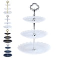 thumbnail image 3 of Advancent Soporte de pastel de 3 niveles, platos de boda para el té de la tarde, vajilla para fiesta, nuevos utensilios para hornear, bandeja de Kits de decoración para fiestas Azul, 3 of 6