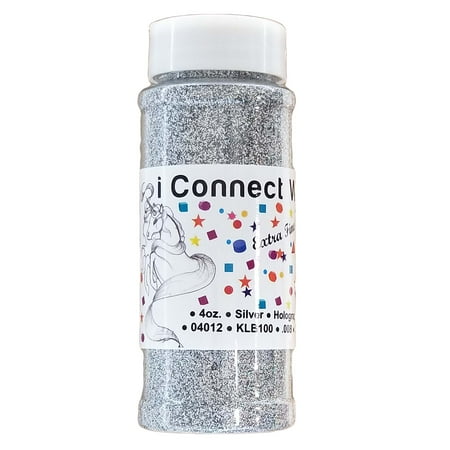 Bell Silver Glitter - Silver, Extra Fine Holographic Glitter 1/128, 4oz Shaker Bottle