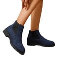 thumbnail image 4 of BRGZLK Chelsea Ankle Boots for Women Classic Versatile Slip-On Low Chunky Heel Comfortable Short Booties Easy On Commute Work Shoes with Side Zipper Blue 38, 4 of 9