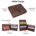 thumbnail image 4 of MARSHAL Genuine Leather RFID Bifold Wallet for Men Western Bull Design Rustic Cowboy Wallet Brown, 4 of 9