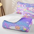 thumbnail image 3 of Manfei Sleeping Axolotl Twin Quilt Set, Dreamy Moon Cloud Twin Coverlet Set, Pastel Purple, 2 Pieces, 1 Bedspread and 1 Pillowcase, 3 of 6