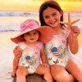 thumbnail image 5 of Girls Swimsuit Size 6-7 One Piece Swimsuit Summer Patriotic American Flag Butterfly Swimsuits Swimming Flutter Sleeve Beach Vacation Happy Festival Girls Bathing Suit Pink 9-10 Years, 5 of 7