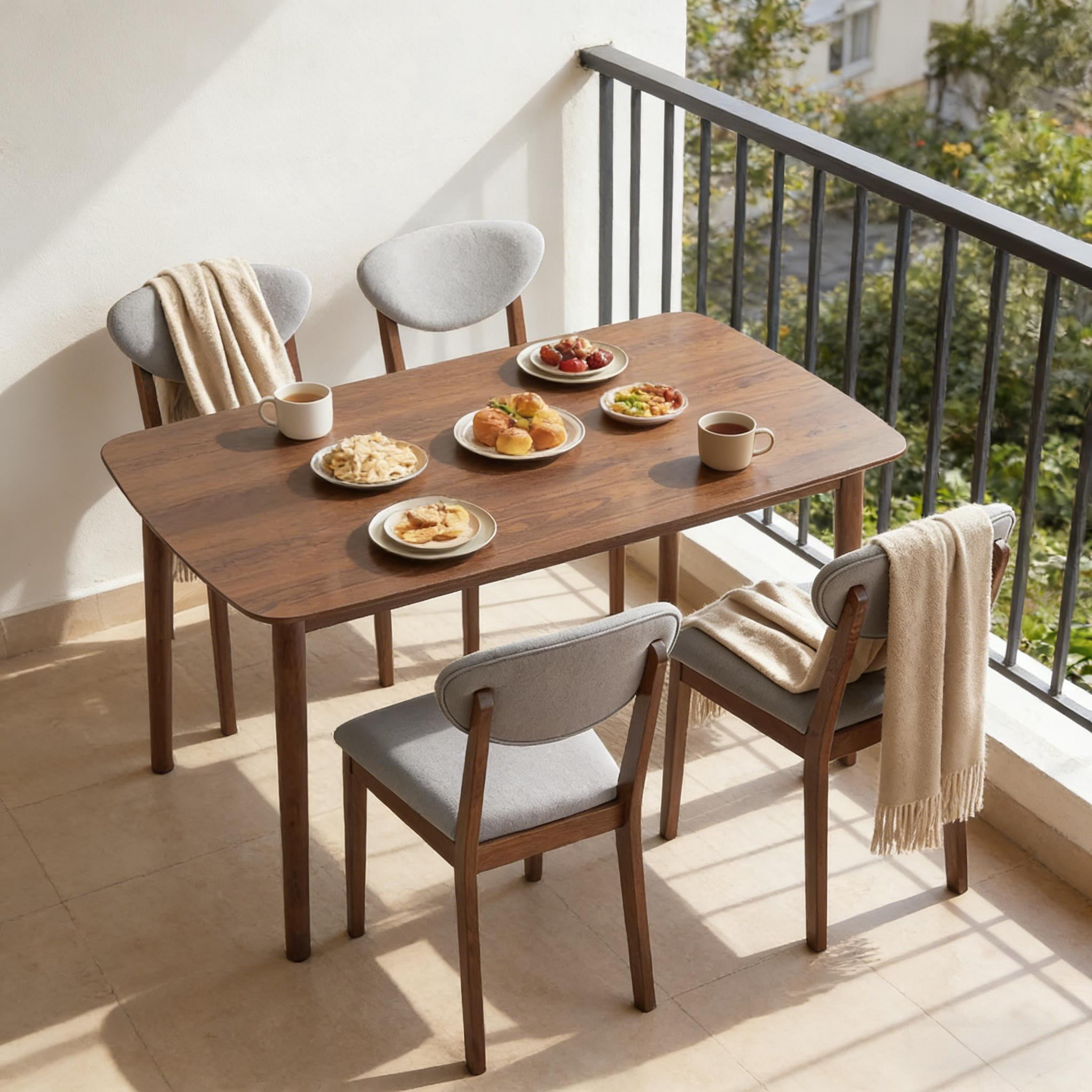Stable Dining Table Set,Compact Kitchen Table and Chairs,Modern Style 5-piece Dining Table Set