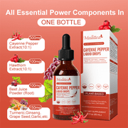 Cayenne Pepper Drops Supplement Liquid, Cayenne Pepper Extract with Hawthorn, Beet Root Powder, Turmeric Curcumin, Organic Ginseng, Garlic Extract, 1 Pack By Mulittea