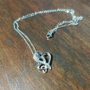 Triple Entwined Hearts Necklace with Angel Halo and Cupid Charm Cubic Zirconia Silver Jewelry Gift