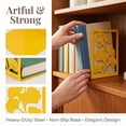 thumbnail image 2 of REGALWOVEN Decorative Metal Bookends, Large Book Ends for Shelves, Non-Skid Hollow-out Book Stopper for Home 2Pcs Gold 4.7"L x 3.5"W x 7"H, 2 of 6