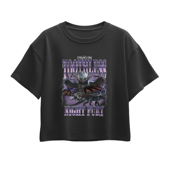 How To Train Your Dragon - Toothless Collage - Youth Girl Short Sleeve Boxy Tee