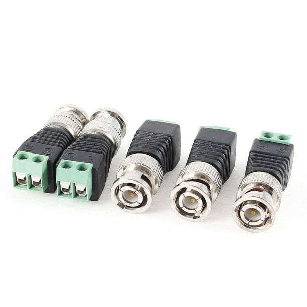 Unique Bargains Coaxial Coax Cat5 Cat6 To Bnc Male Cctv Camera Video Balun Connector 5 Pcs Walmart Com Walmart Com