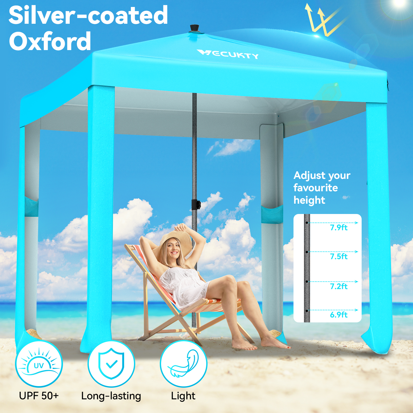 VECUKTY Beach Cabana, 6.2 x 6ft Portable Beach Canopy with