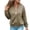 Khaki, variant on hoksml Women's Full Zip Jacket, Ribbed Collar Long Sleeve Zip Up Outerwear with Zipper Pockets, Oversized Loose Fit Solid Color Casual Coat