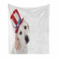 thumbnail image 1 of 4th of July Soft Flannel Fleece Throw Blanket, White Dog with a Uncle Sam Hat Independence Day Celebration, Cozy Plush for Indoor and Outdoor Use, 50" x 60", Multicolor, by Ambesonne, 1 of 6