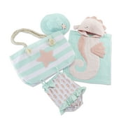 Baby Aspen Seahorse Beach Gift Set with Canvas Tote for Mom, 4 pc