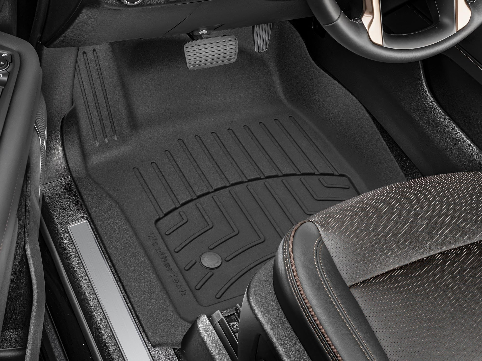 WeatherTech FloorLiner HP Custom Fit Floor Mats compatible with Suburban, Escalade, Escalade-V, Escalade-V ESV, Escalade ESV - 1st Row (Driver & Passenger), Black
