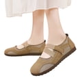 thumbnail image 2 of Domuza New Mary Jane Flats Shoes for Women Casual Hollow Out Knitted ,Fashion Comfortable Mesh Walking Beach Shoes Lightweight Breathable Slip-On Shoes Khaki 6.5（EU-37）, 2 of 4