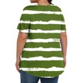 thumbnail image 3 of cocolona Womens Plus Size Summer Tops Crew Neck Short Sleeve Front Pleated T-shirts Casual Loose Stripe Print Tees Blouse, 3 of 6
