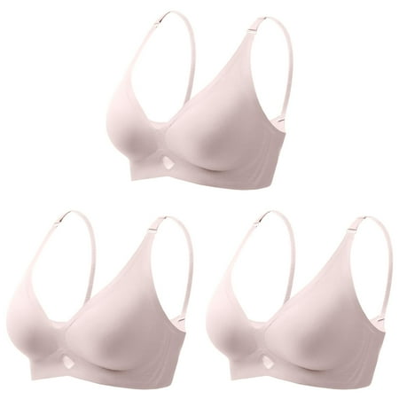 Women s Small Sports Bras for Women Padded Full Cup Bra Big Bra without Underwire with Padding Womens Bras Push Up Padded Seamless Bustier Bralette ceangrtro Pink (3Packs) Pink (3Packs)