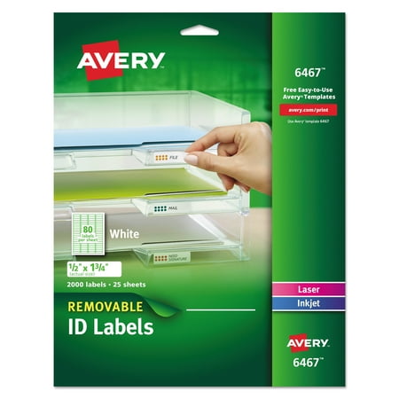 Avery Removable Multi-Use Labels, 1/2 x 1 3/4, White, 2000/Pack