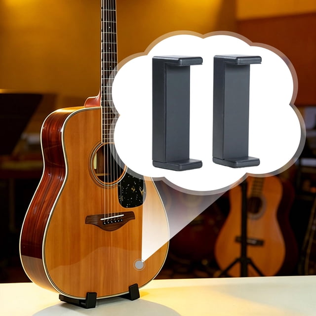 1 par de clips para soporte de guitarra, fáciles de instalar, resistentes, profesionales, duraderos, accesorio premium, ligero y con soporte estable.