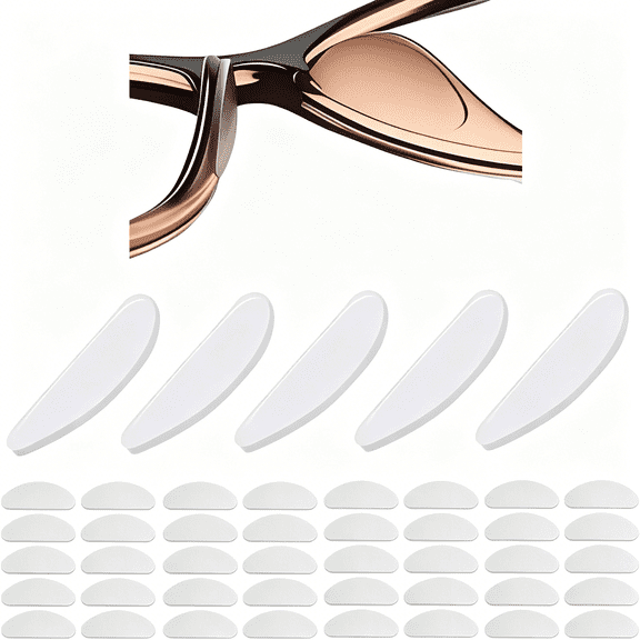 XIRQI Eyeglass Nose Pads,40Pack Silicone Nose Pads for Glasses,Adhesive Glasses Nose Grips Non Slip for Eyeglasses Sunglasses,1Mm,Clear