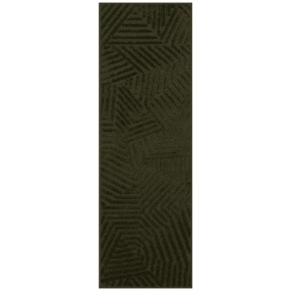 Maples Rugs Sansa Modern Geometric Indoor Washable Runner Rug, 2' x 6', Green